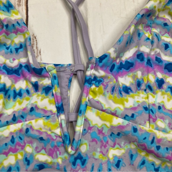 Time & Tru Bikini Top Multicolored Tie Dye Sz Large(12-14) - Picture 2 of 9